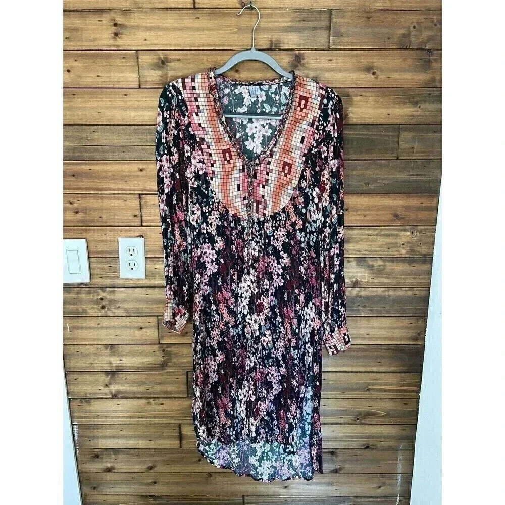 Anthropologie Bl^nk London Floral  dress Size Small Floral Print Slits In Front - Picture 3 of 9